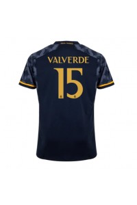 Real Madrid Federico Valverde #15 Jalkapallovaatteet Vieraspaita 2023-24 Lyhythihainen